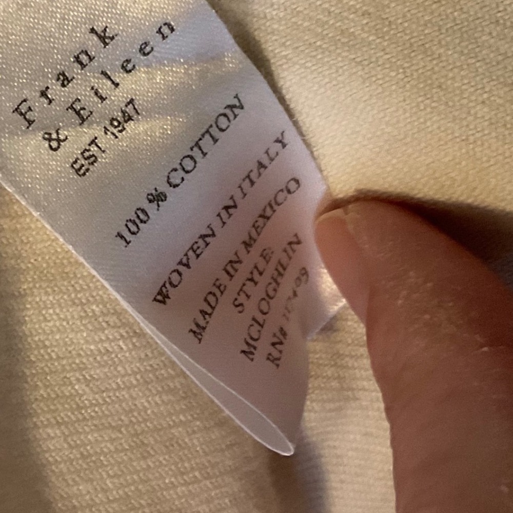 Frank‎ and Eileen Mccloglin Cotton Cream Oversized Button Up Shirt Top Women M/L - Picture 2 of 3